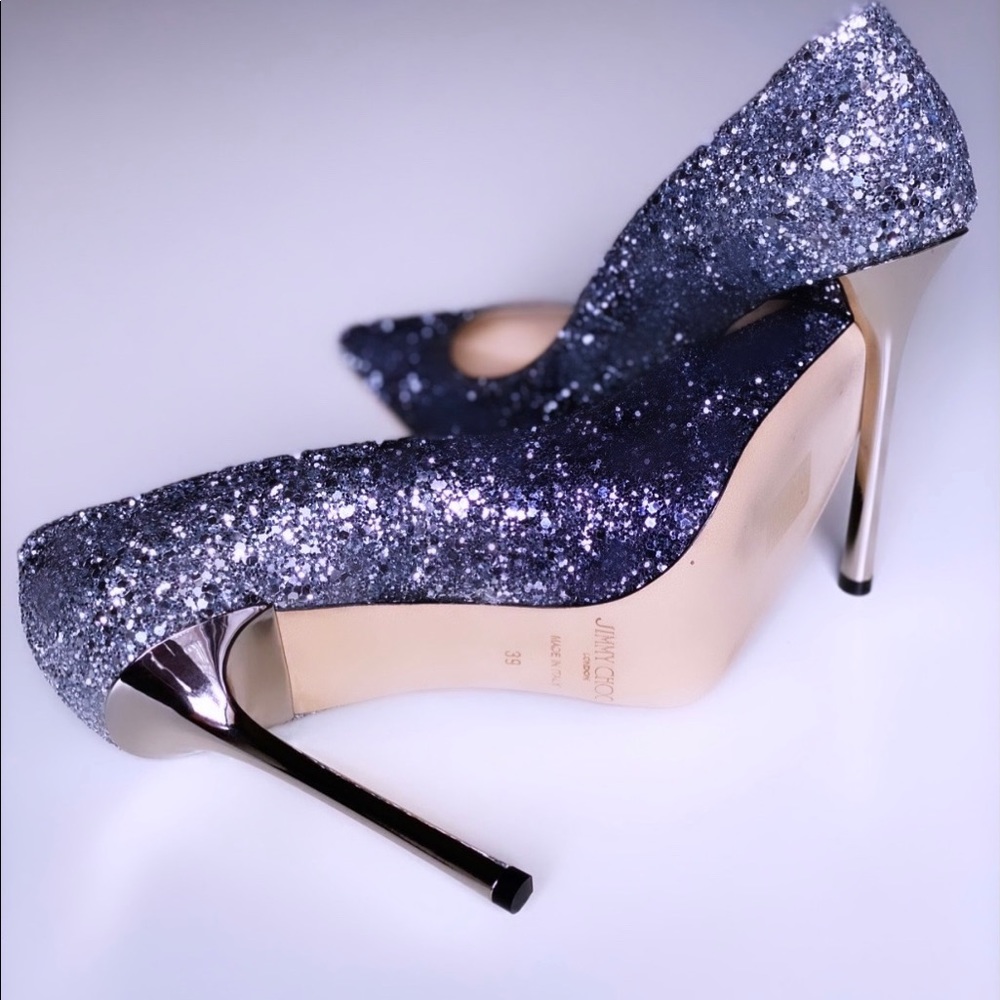 Jimmy Choo Romy Glitter Ombré Heels - Picture 6 of 7